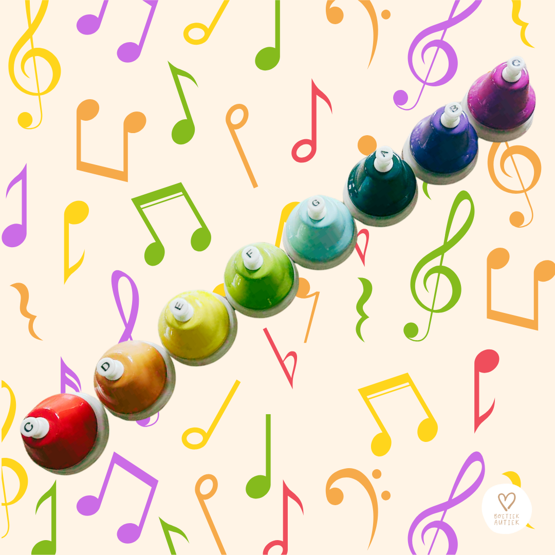Muzikaal bellenset: expermimenteren, luisteren en muziek maken.