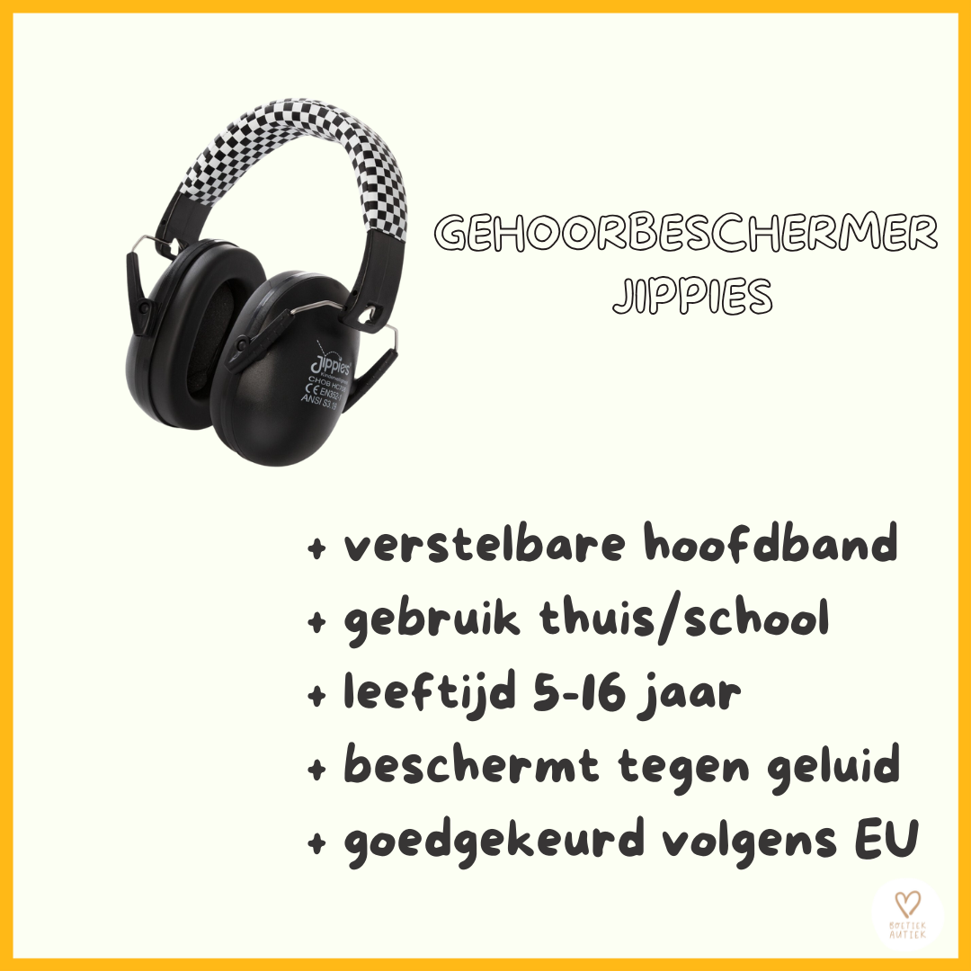 Gehoorbeschermer / geluiddempende koptelefoon Jippie (zwart/wit)