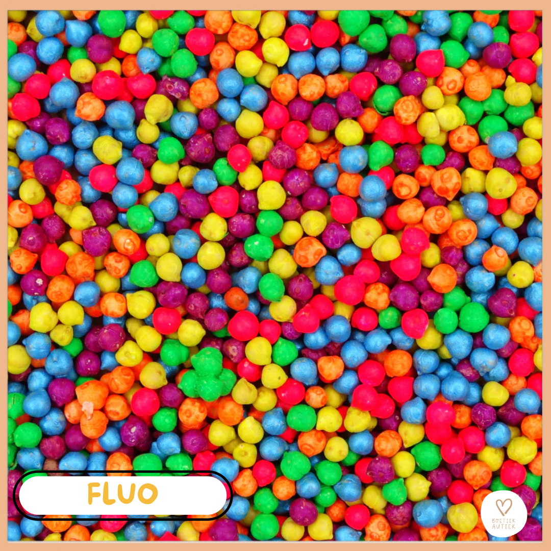 Gekleurde kikkererwten voor sensorisch spel. - Thema FLUO - 1000 g