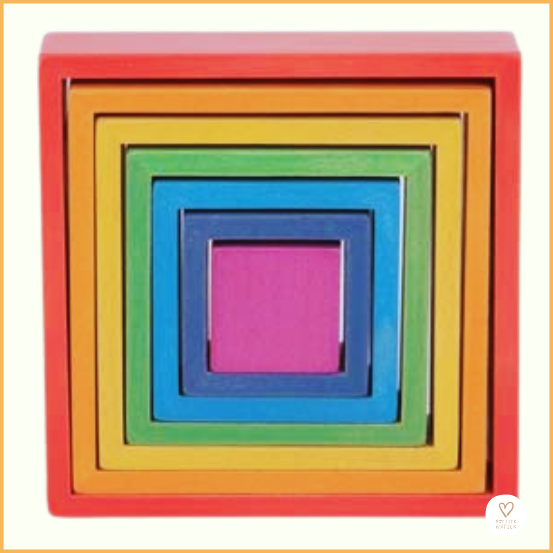 Regenboog vierkanten: vormen, omtrek en oppervlakte.