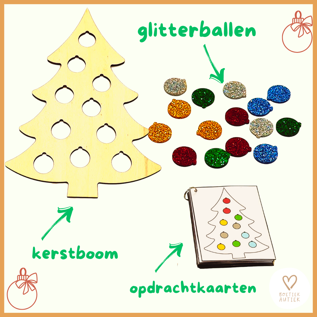 Kerstboom versieren met glitterballen