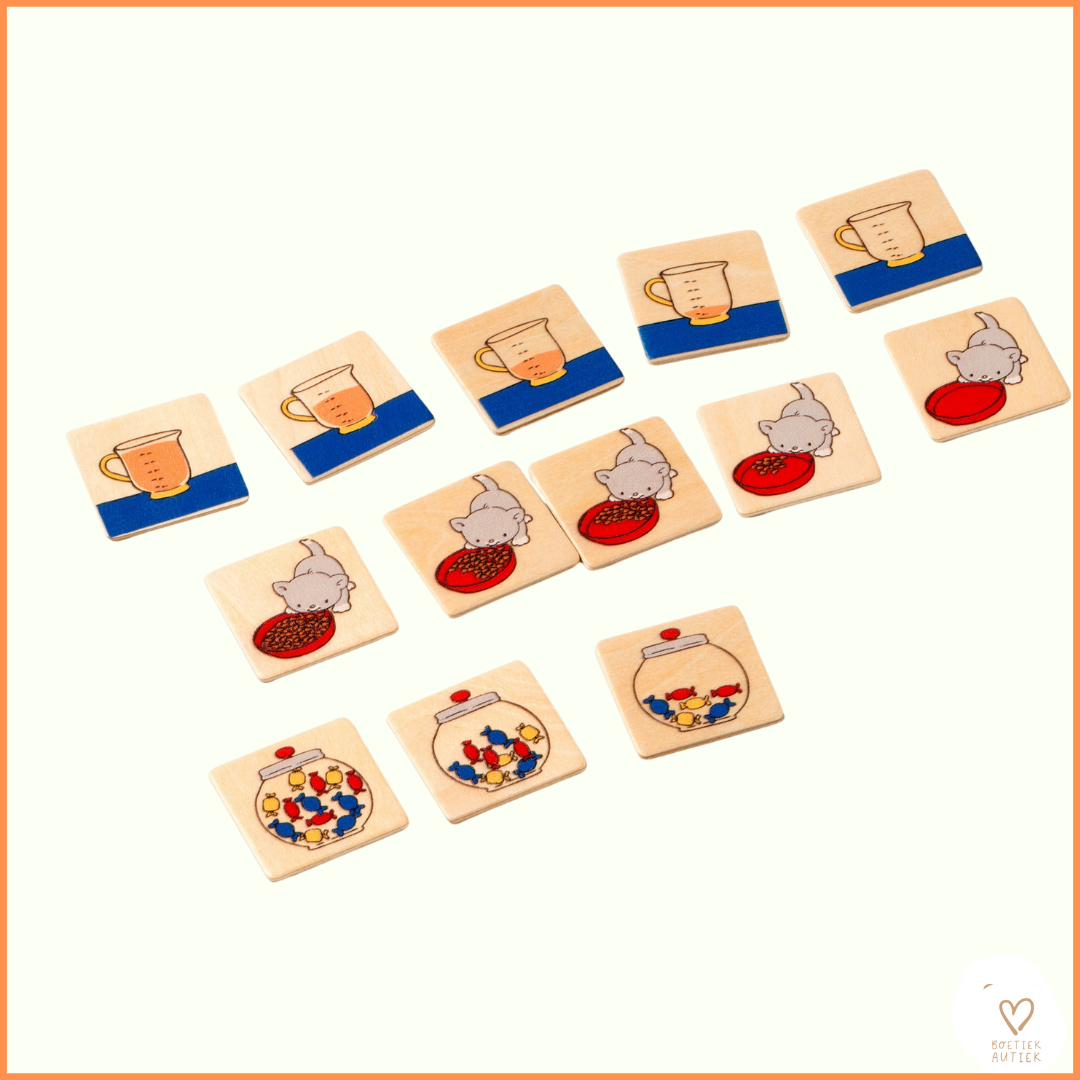 Toys for life. Woordenschat oefenen en volume: prenten ordenen van vol naar leeg.