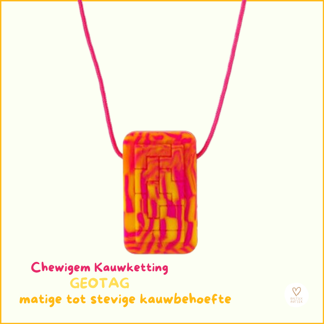 Bijtketting Geotag Roze-Geel