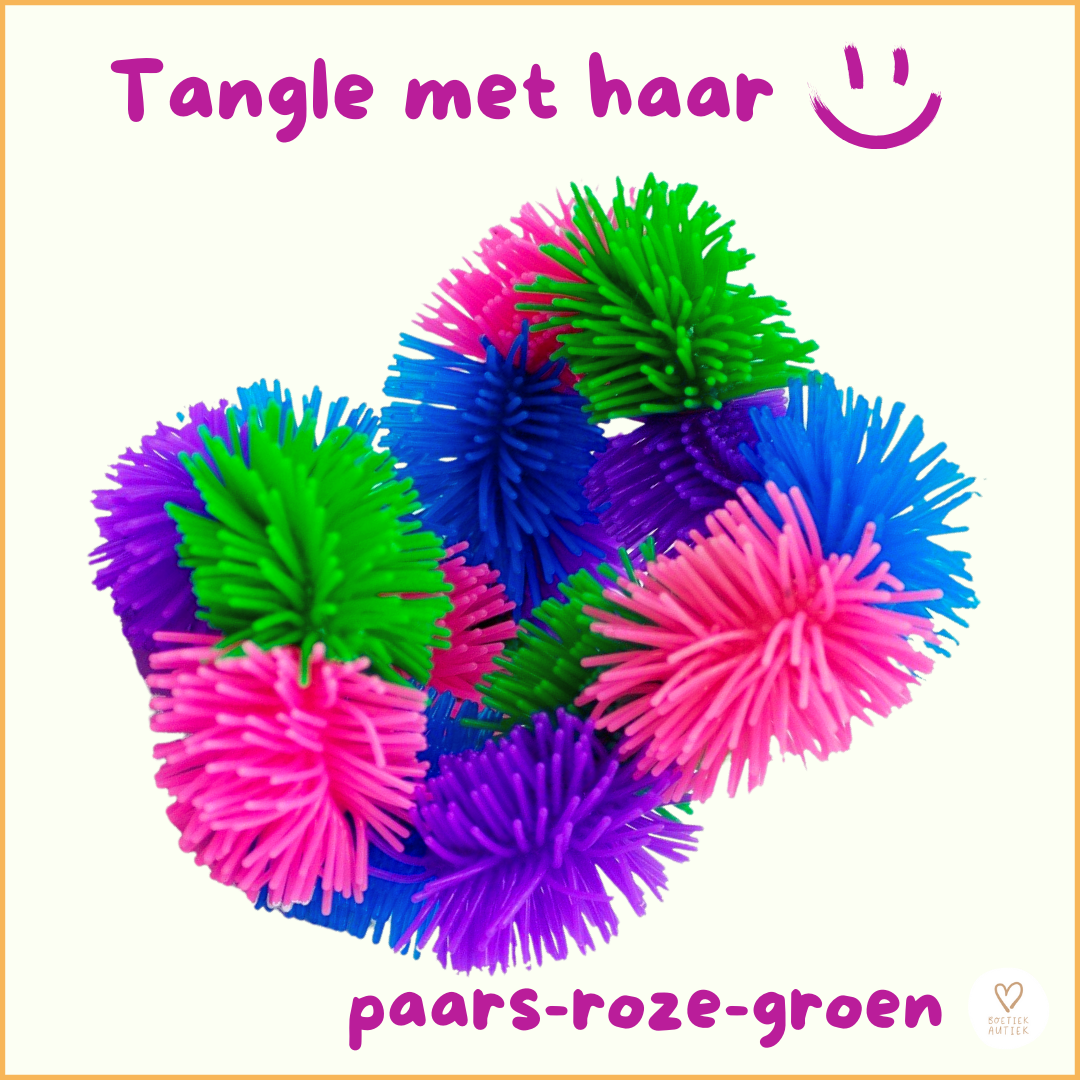 Tangle met haar :) (paars/roze/groen)