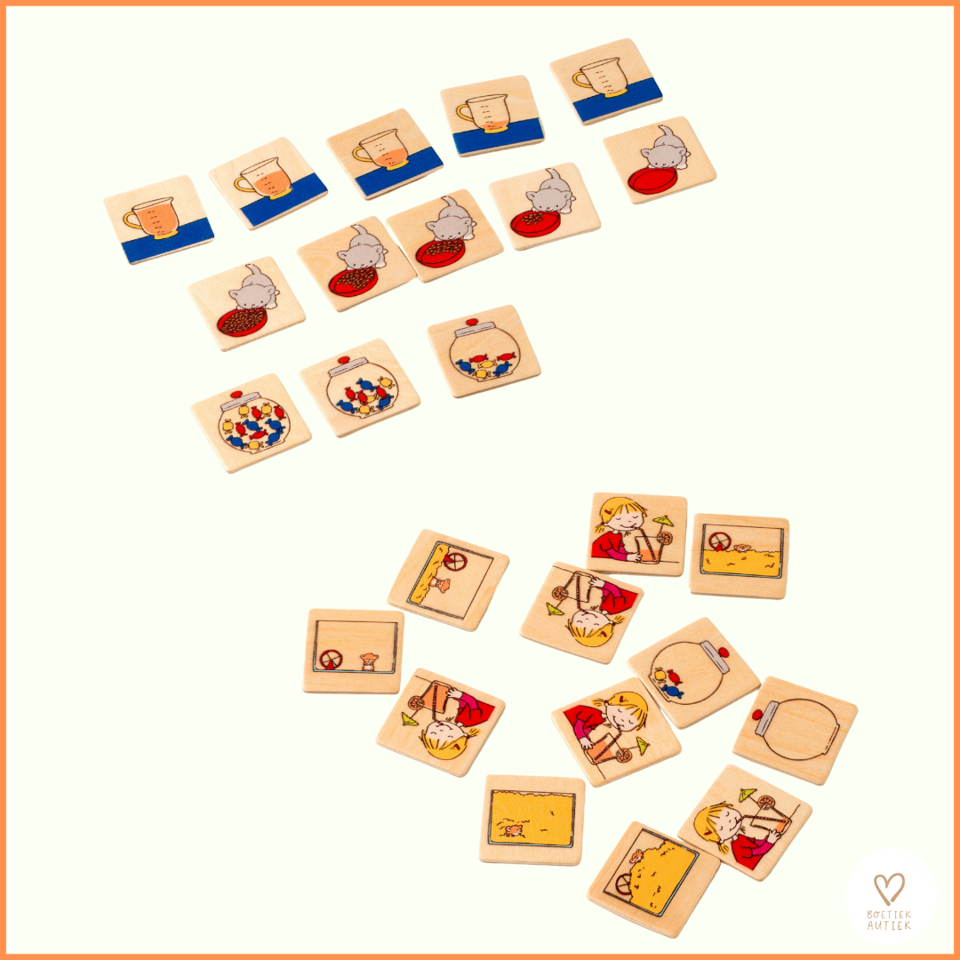 Toys for life. Woordenschat oefenen en volume: prenten ordenen van vol naar leeg.