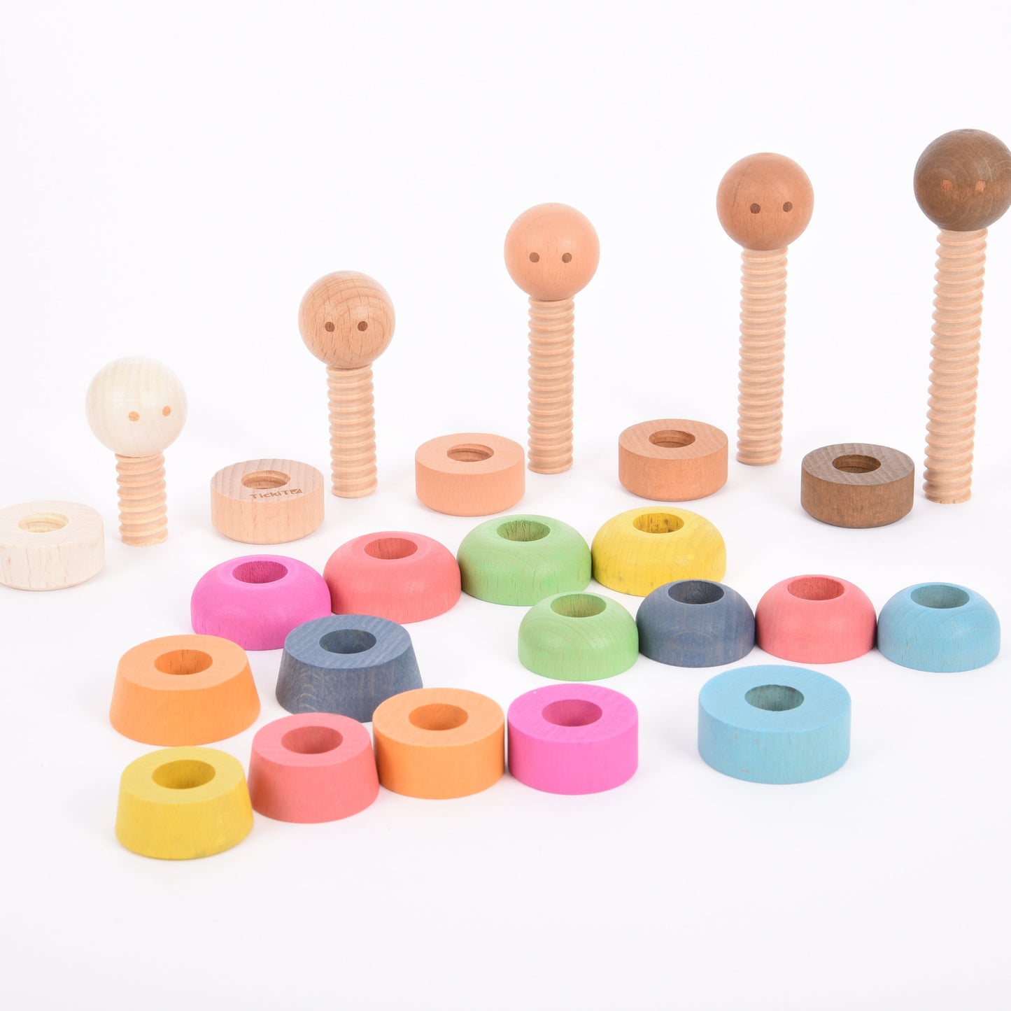 5 Houten regenboogpoppetjes (makkelijk mee te nemen)