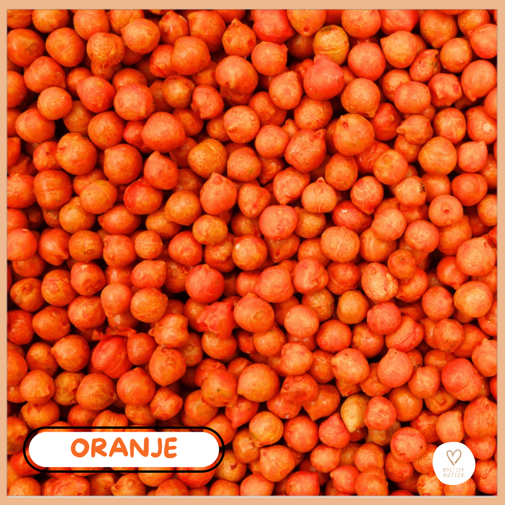 Gekleurde kikkererwten voor sensorisch spel. -ORANJE- 500 g