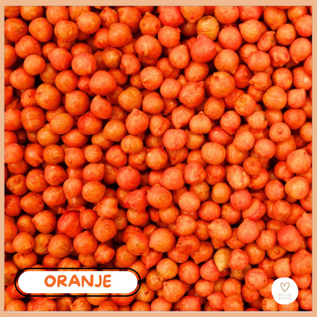 Gekleurde kikkererwten voor sensorisch spel. -ORANJE- 500 g