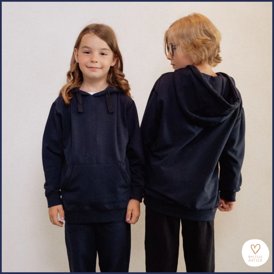 Donkerblauwe, zachte, prikkelarme Fidget Focus Hoodie 💙