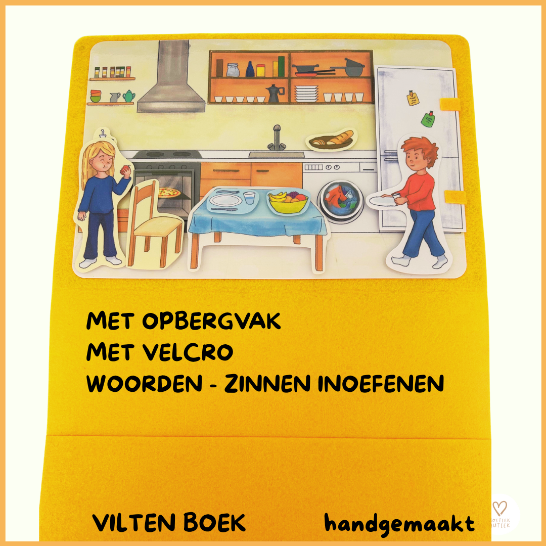 Viltboek 'Het huis': woordenschat inoefenen. (handgemaakt)