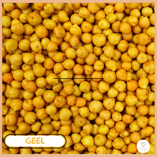 Gekleurde kikkererwten voor sensorisch spel. -GEEL- 500 g