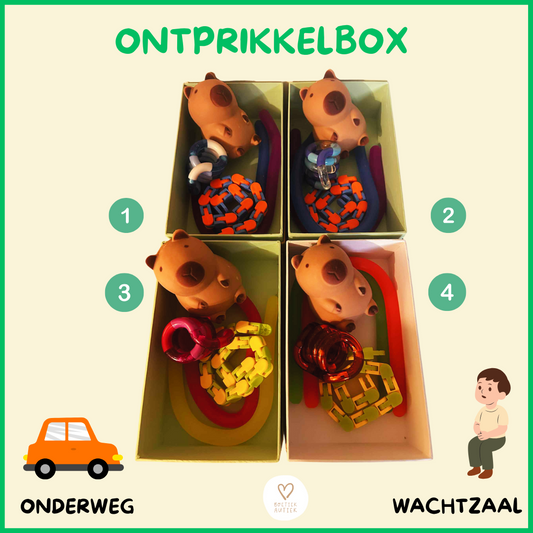 Ontprikkelboxen voor thuis, onderweg, wachtzaal, ...