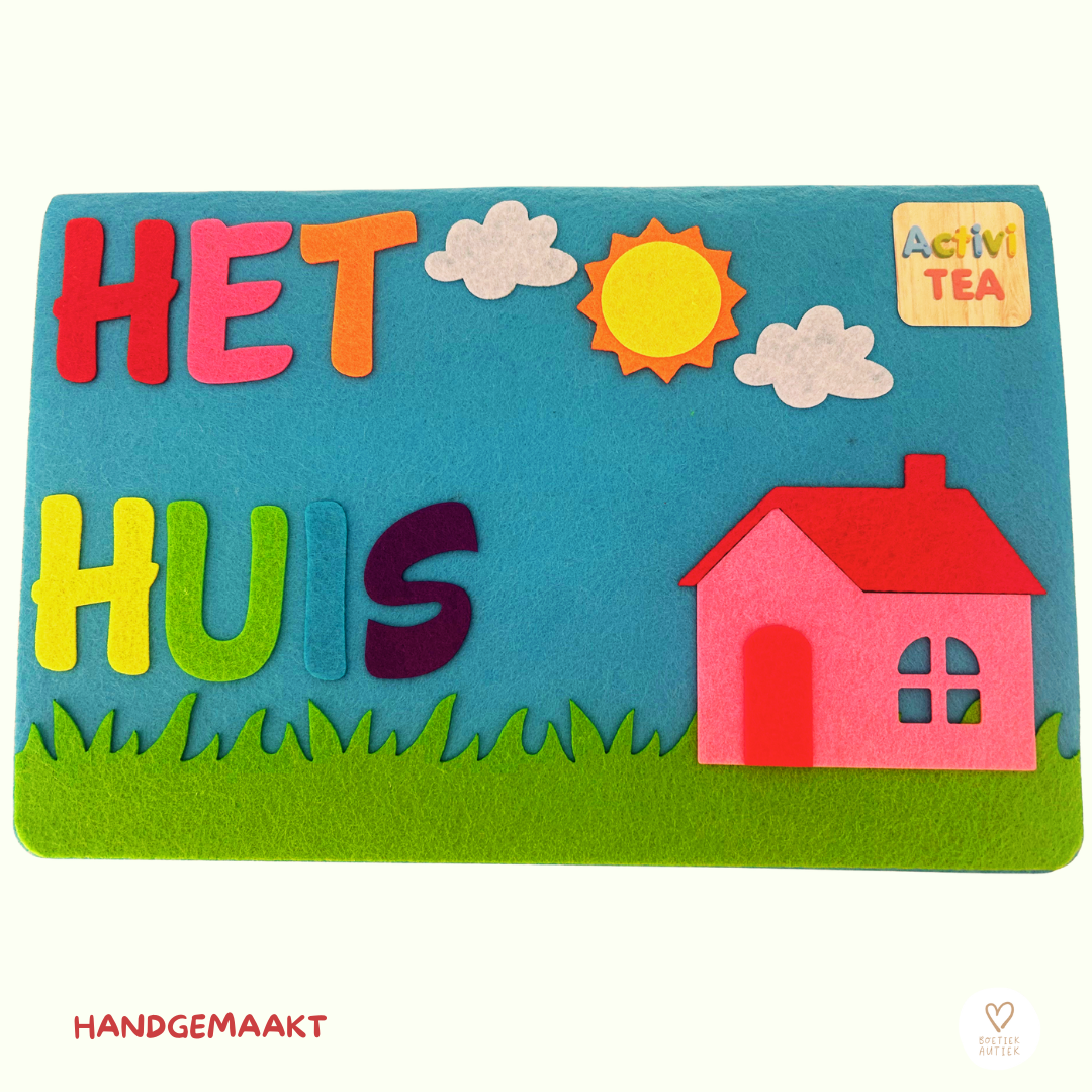 Viltboek 'Het huis': woordenschat inoefenen. (handgemaakt)