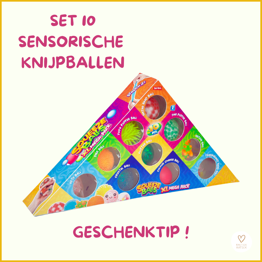 Set sensorische knijpballen: focus, rust en ontspanning.