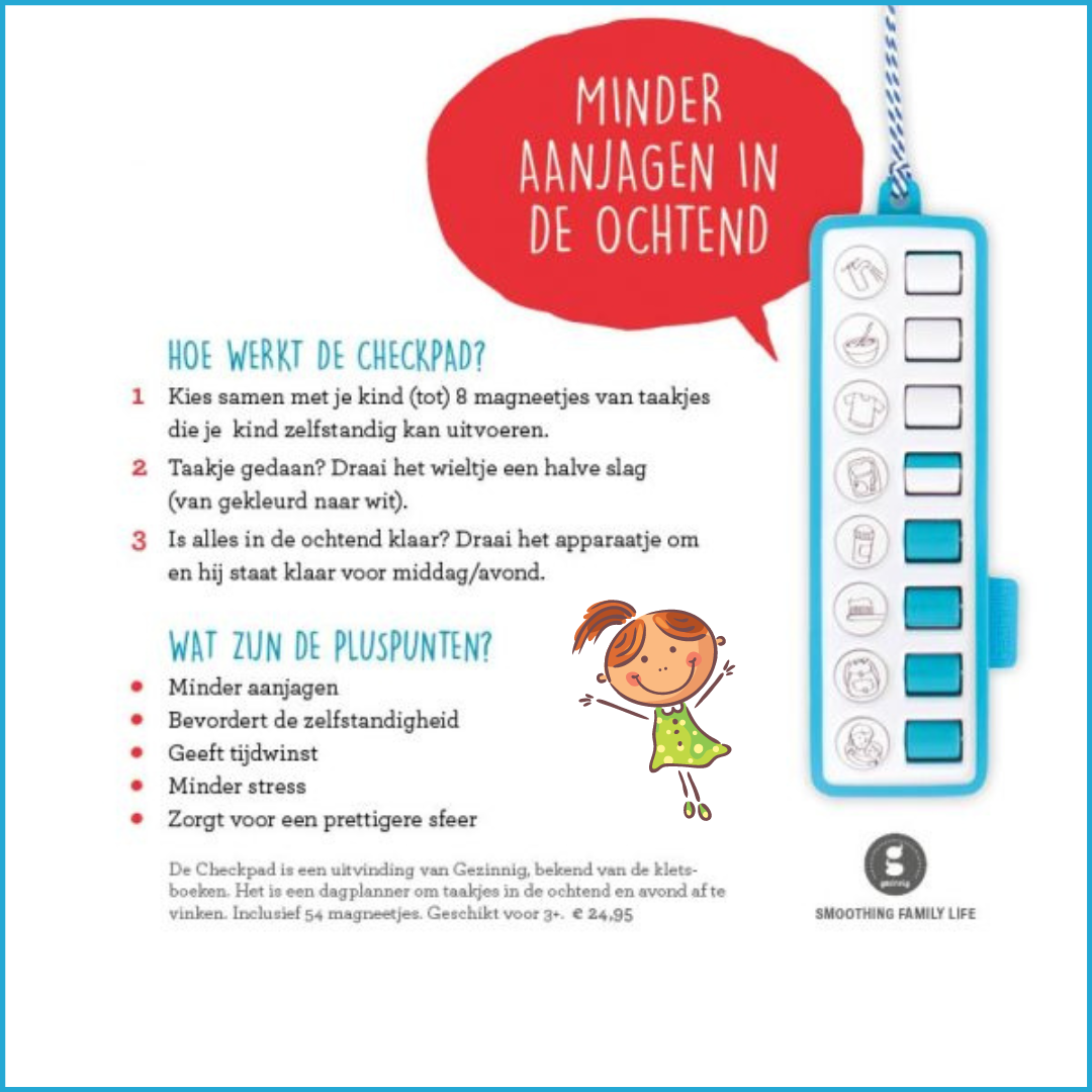 Checkpad:  dagplanner met pictogrammen (blauw)