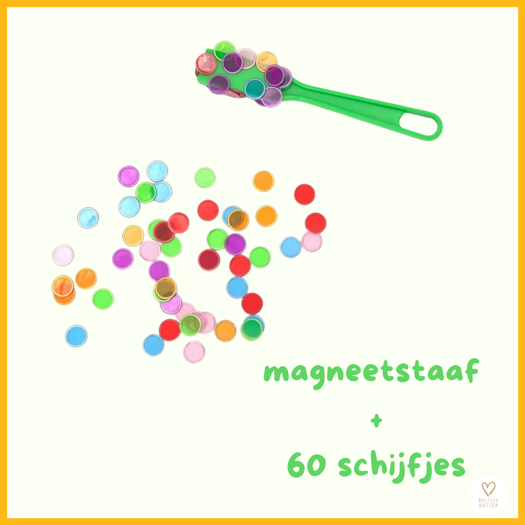 Magnetische staaf met bingo schijfjes (fiches).