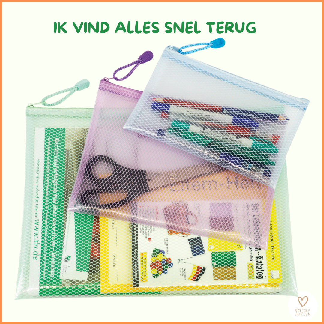Transparante opbergtassen om netjes te ordenen ! Organiseren (school)materialen.