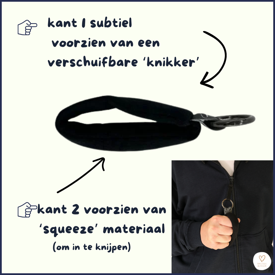 Subtiele Rits Zipper als fidget (aan hoodie of als sleutelhanger)