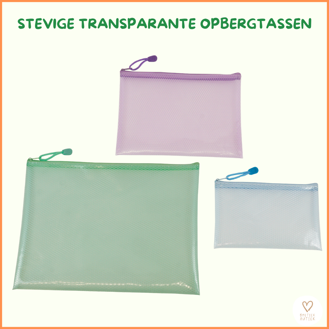 Transparante opbergtassen om netjes te ordenen ! Organiseren (school)materialen.