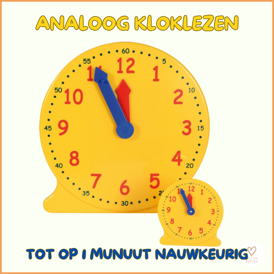 Kloklezen: de analoge klok (12 uur) tot op 1 minuut nauwkeurig