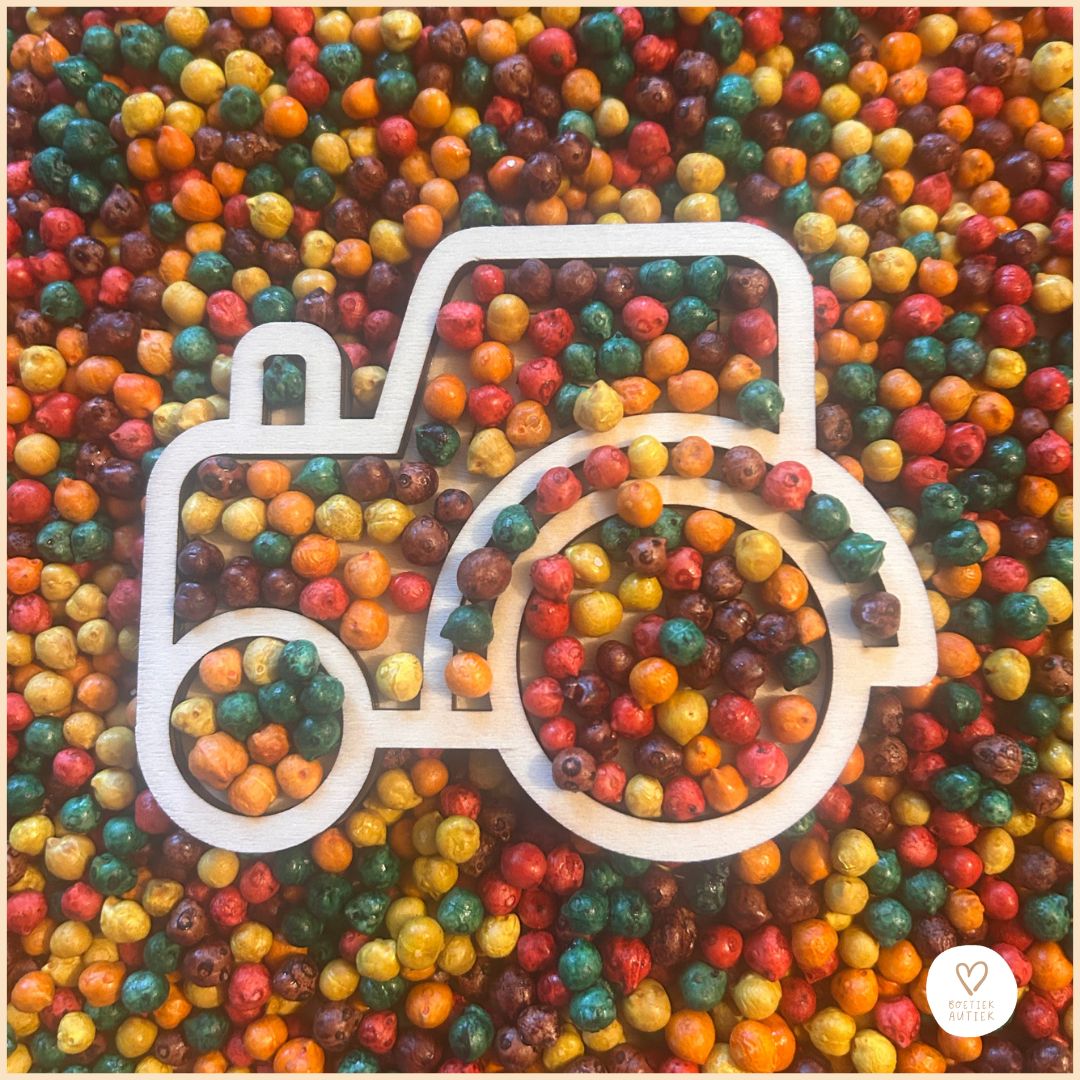 Gekleurde kikkererwten voor sensorisch spel. - Thema BOERDERIJ - 1000 g