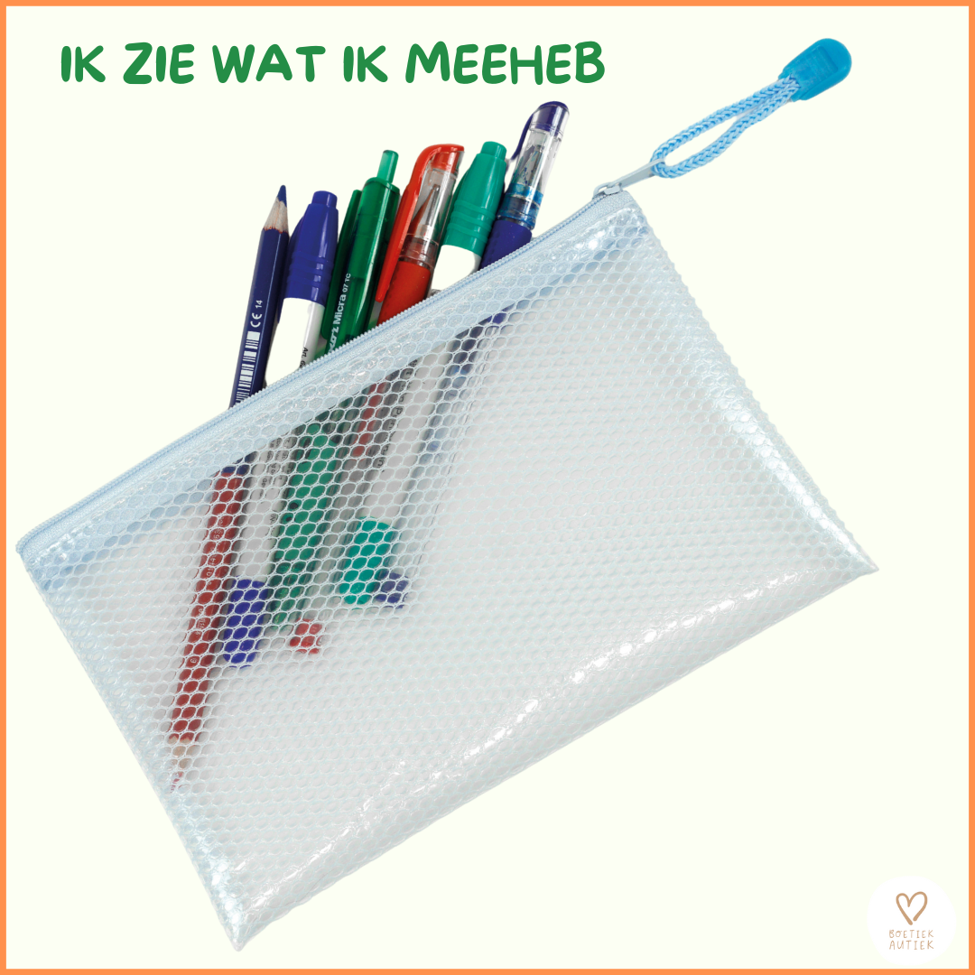 Transparante opbergtassen om netjes te ordenen ! Organiseren (school)materialen.