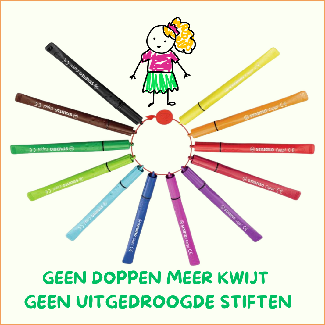 Stiften met ring: nooit meer stiften kwijt of dopjes die vallen!