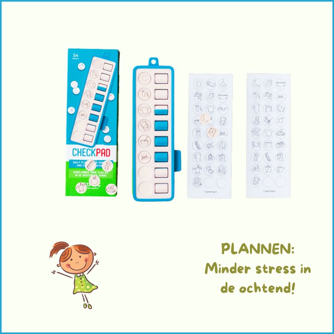 Checkpad:  dagplanner met pictogrammen (blauw)