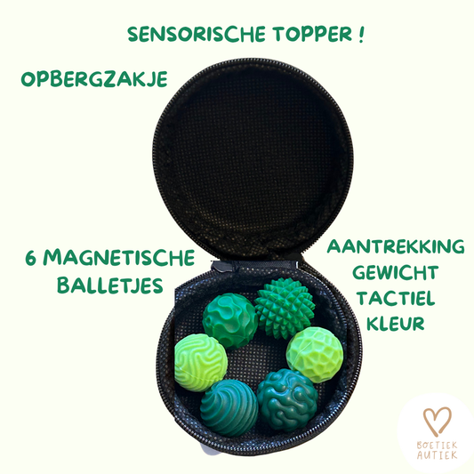 Fidgnetics: set van 6 magnetische, sensorische balletjes (groen)
