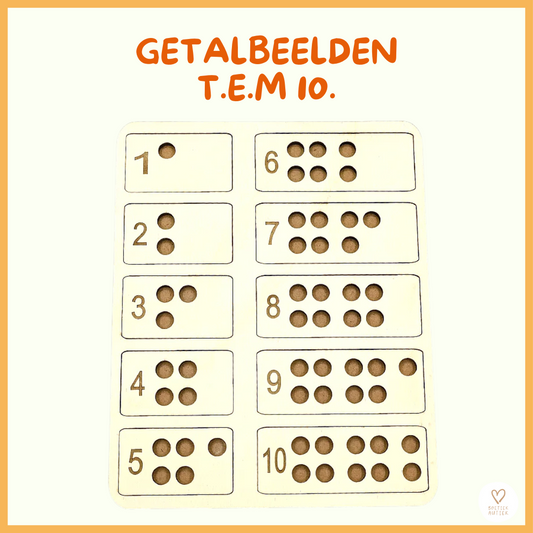 Getalbeelden inoefenen met getalkaarten (1-10).