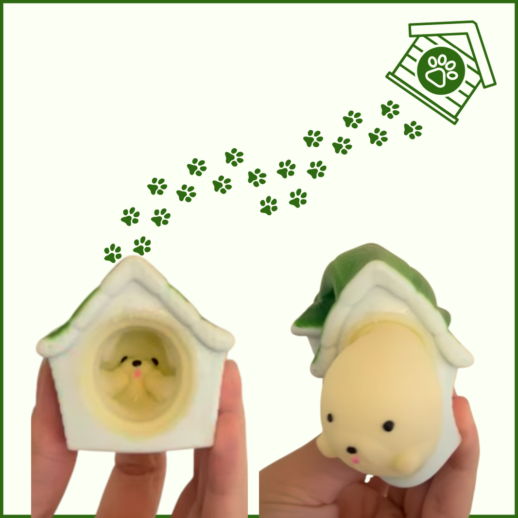 Pop up  'hond': squichy fidget voor onrustige handen.