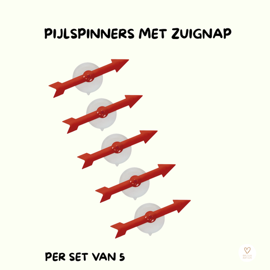 Roterende spinners met zuignap (per 5) - roterende pijl - TOPPER
