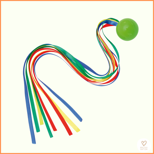 Kometenbal met kleurrijke linten vangen en gooien!