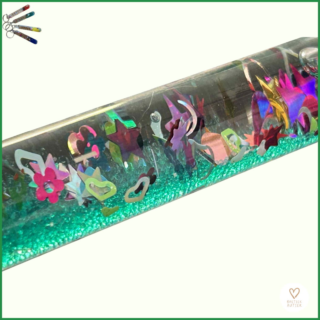 Sensorische Sleutelhangers: rust en glitter altijd bij jou! Bubbelbuis