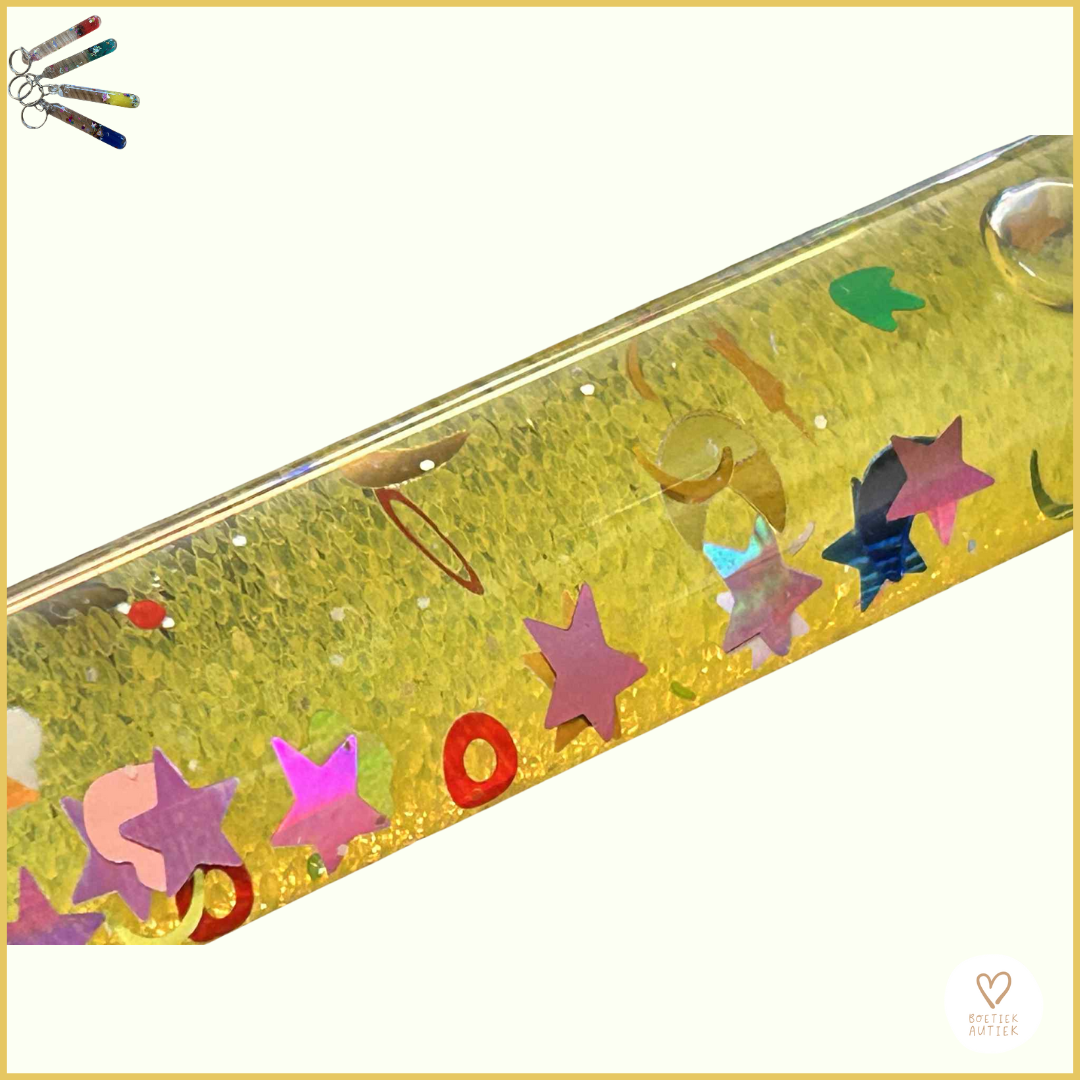 Sensorische Sleutelhangers: rust en glitter altijd bij jou! Bubbelbuis