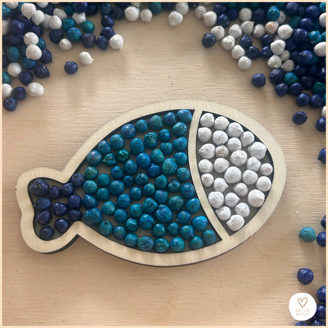 Gekleurde kikkererwten voor sensorisch spel. - Thema WATER - 1000 g