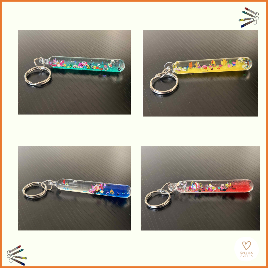 Sensorische Sleutelhangers: rust en glitter altijd bij jou! Bubbelbuis