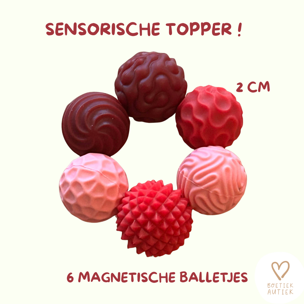 Fidgnetics: set van 6 magnetische, sensorische balletjes (roze)
