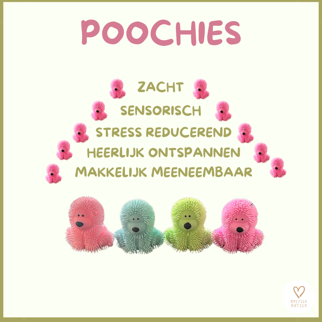 Knijpspeelgoed - pastelkleurige schattige hondjes -poochies (per 2-4)