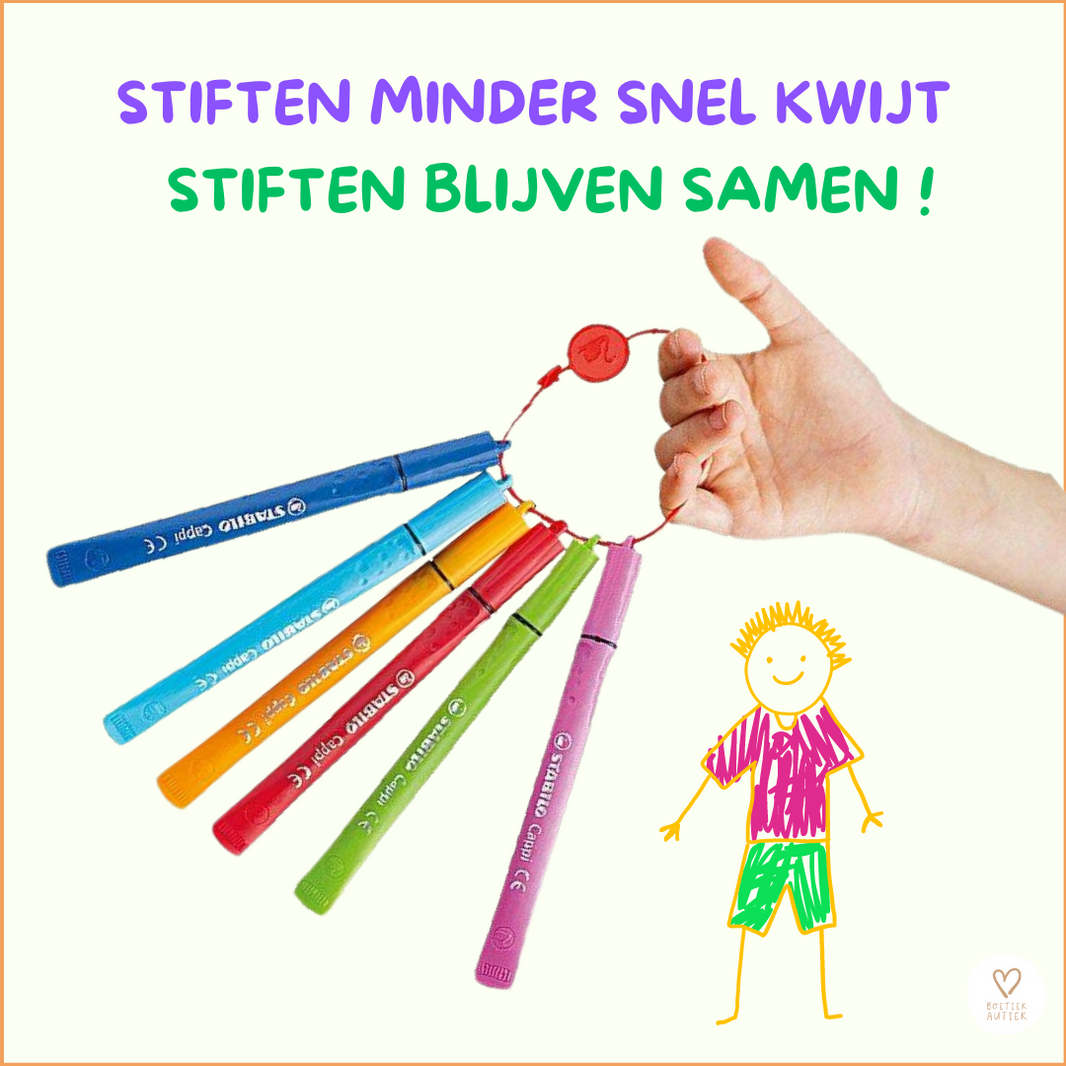 Stiften met ring: nooit meer stiften kwijt of dopjes die vallen!