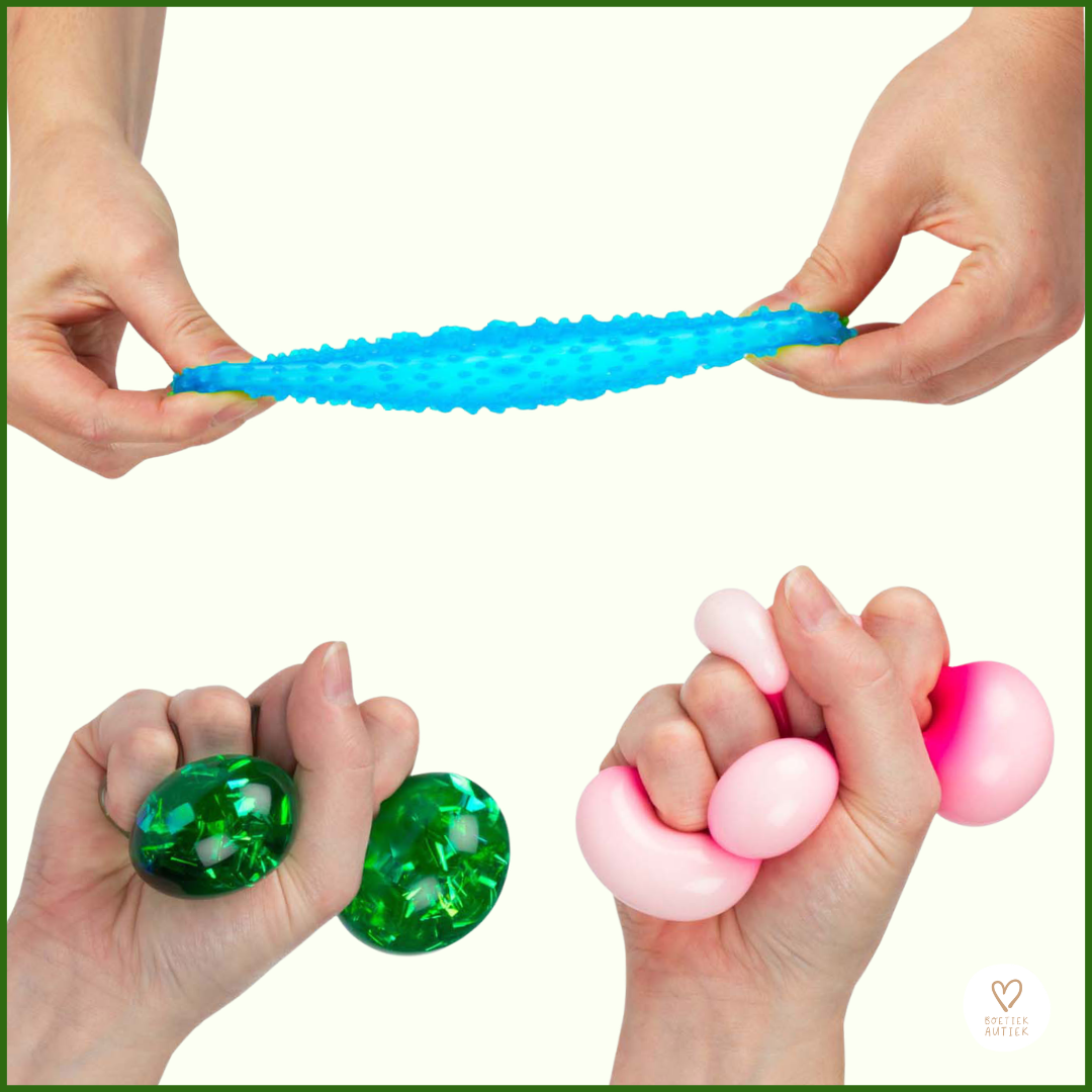 Set sensorische knijpballen: focus, rust en ontspanning.