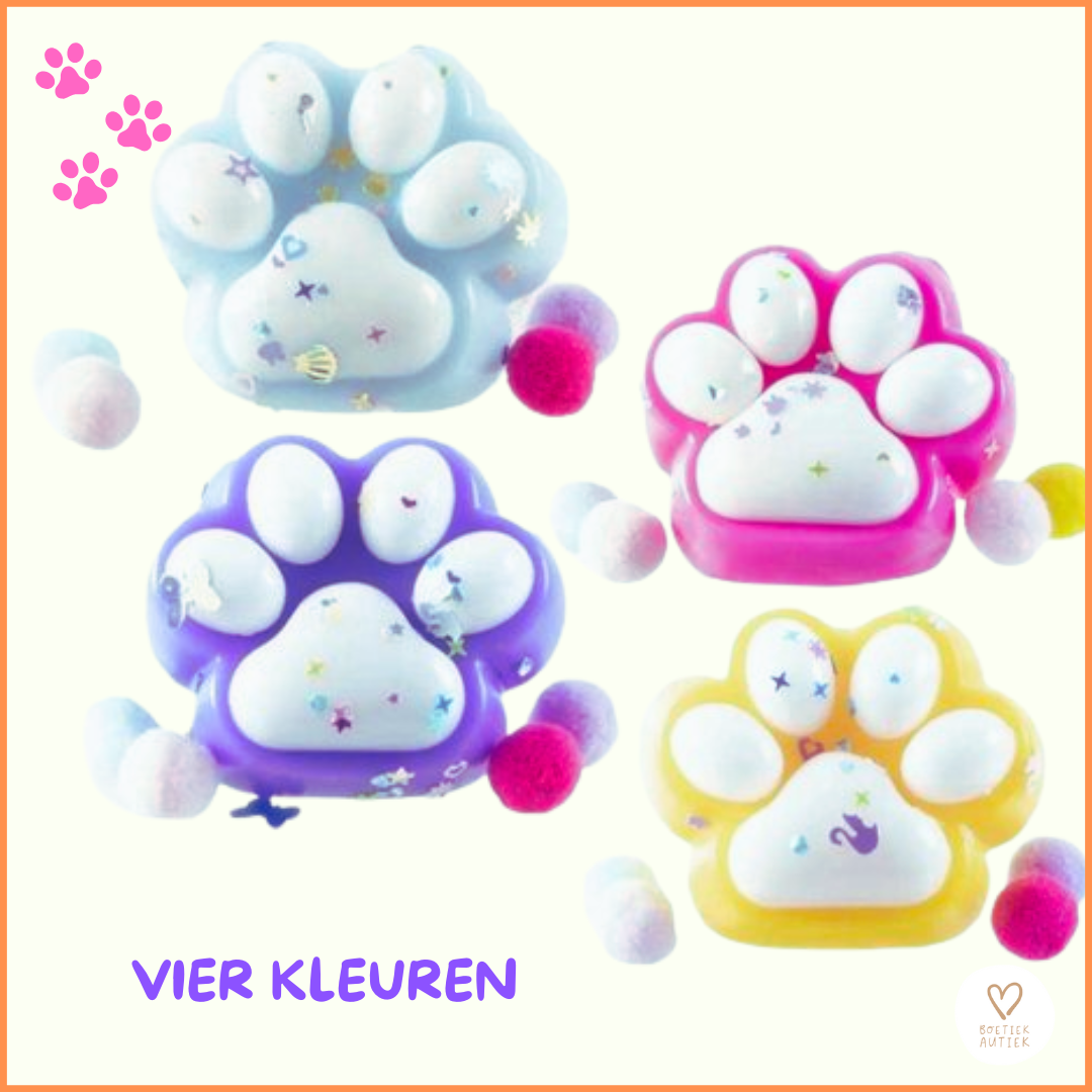 Antistress fidget : dierenpootje  met pompons 🐾