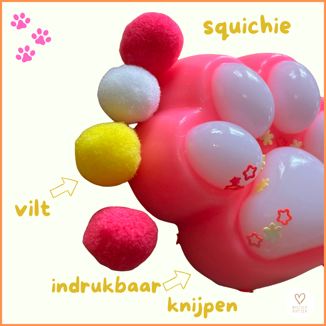 Antistress fidget : dierenpootje  met pompons 🐾