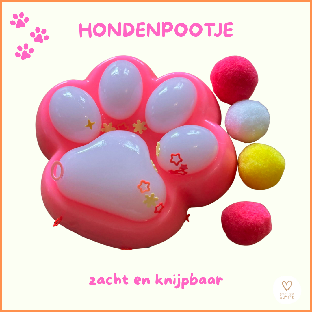 Antistress fidget : dierenpootje  met pompons 🐾