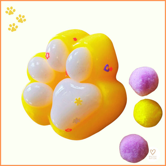 Antistress fidget : dierenpootje  met pompons 🐾