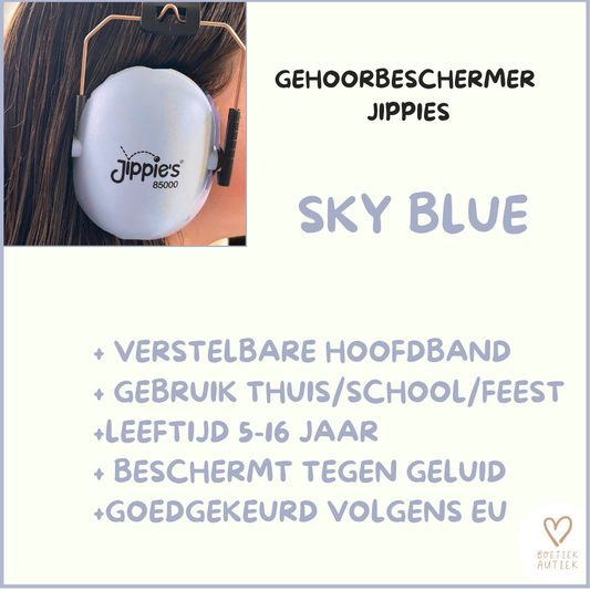 Gehoorbeschermer / geluiddempende koptelefoon  Jippies sky blue NIEUW KLEUR)