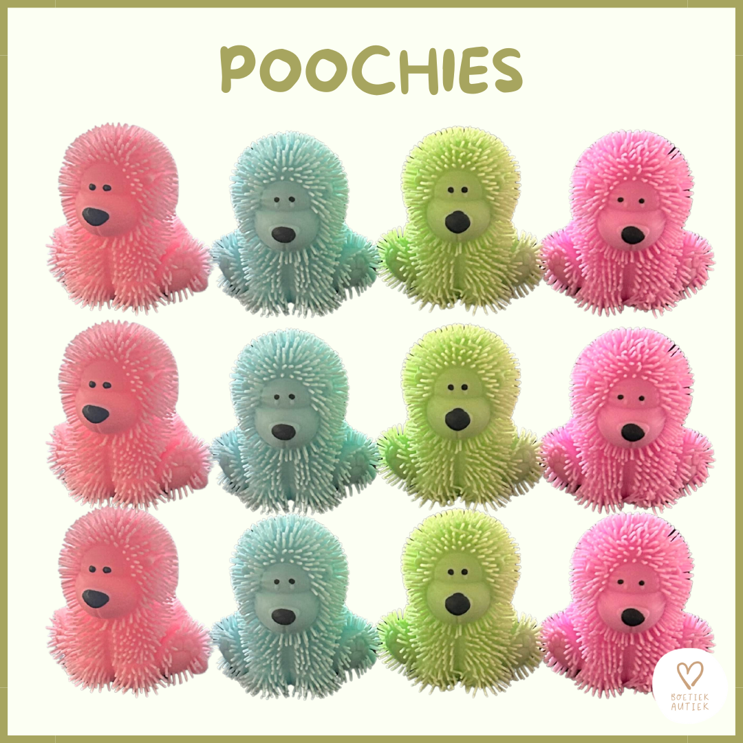 Knijpspeelgoed - pastelkleurige schattige hondjes -poochies (per 2-4)