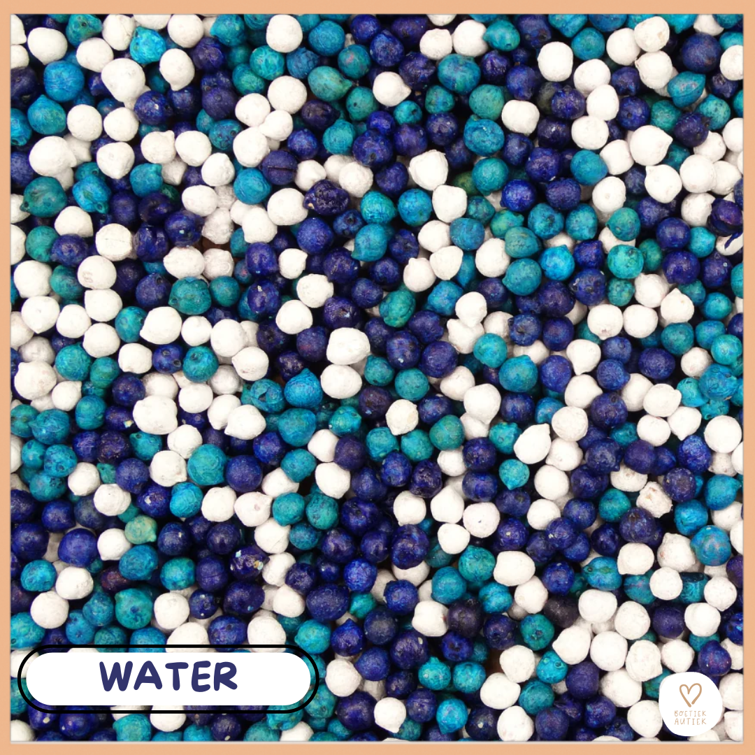 Gekleurde kikkererwten voor sensorisch spel. - Thema WATER - 1000 g