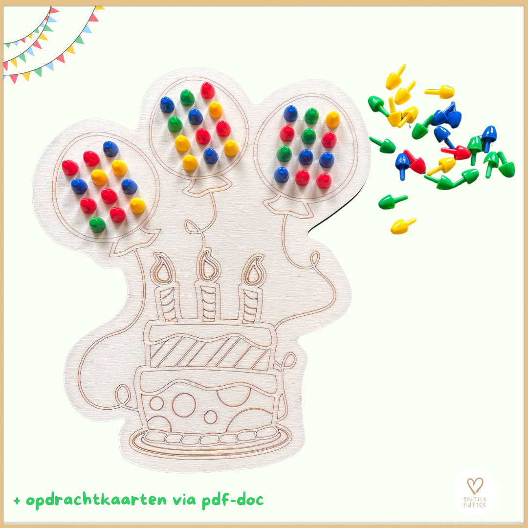 Jarig: taart met ballonnen versieren