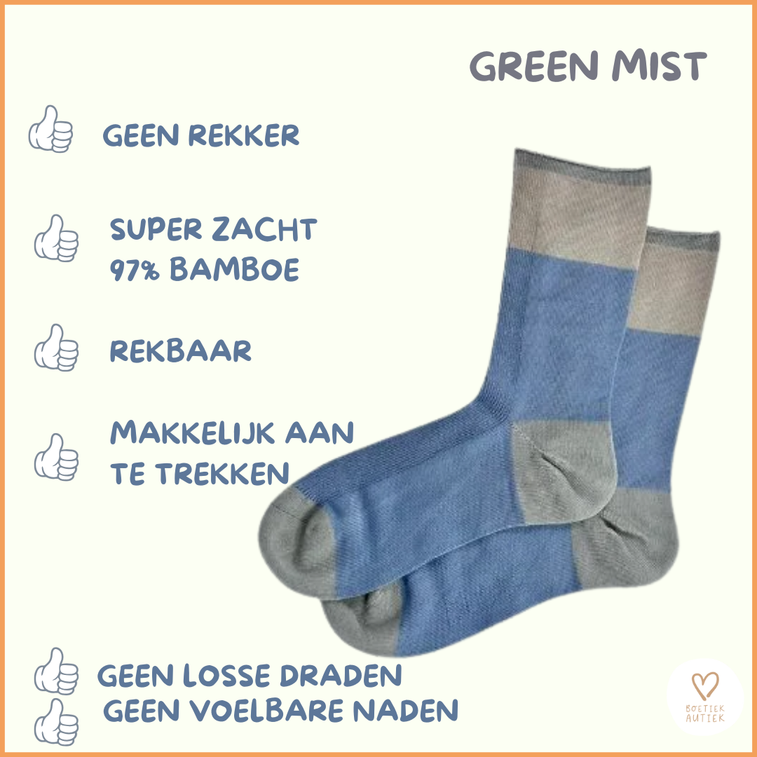 Prikkelarme, naadloze sokken . GREEN MIST (27-46)